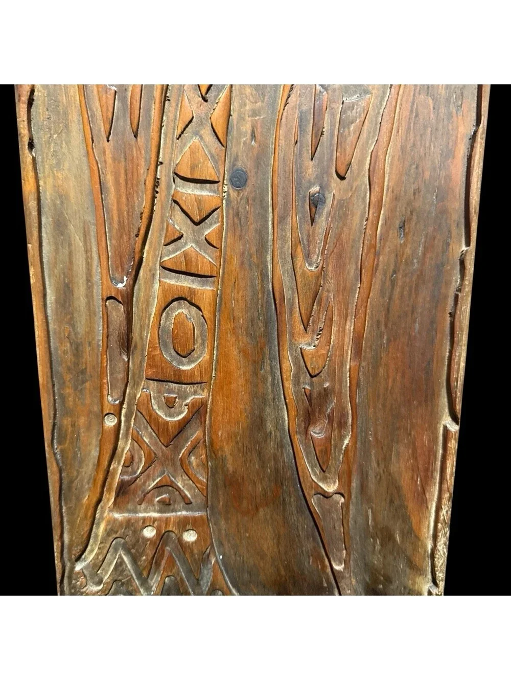 Vintage Beautiful Carved Folk Art Wood Panel MCM RARE No. 2 Artist “ L 8.25” W